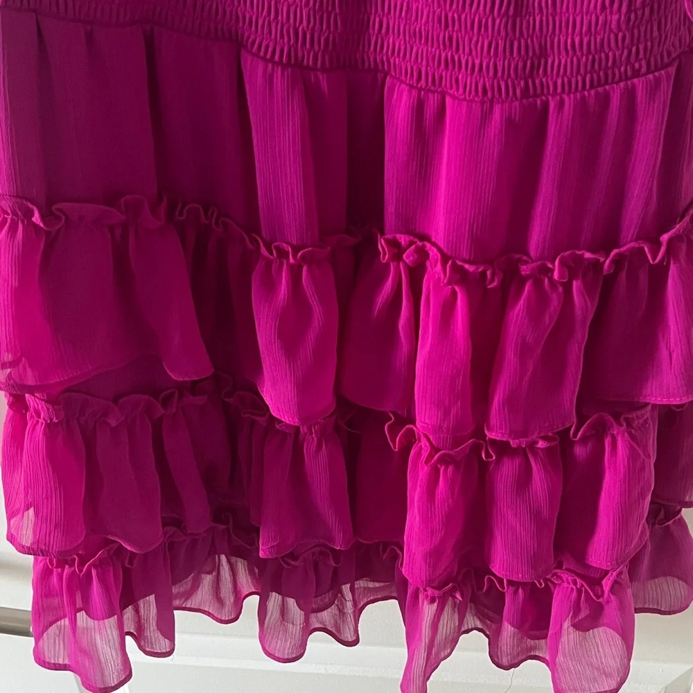 MSK I Holiday Party Ruffle Tierred Magenta Mock Dress Size L - Picture 3 of 3